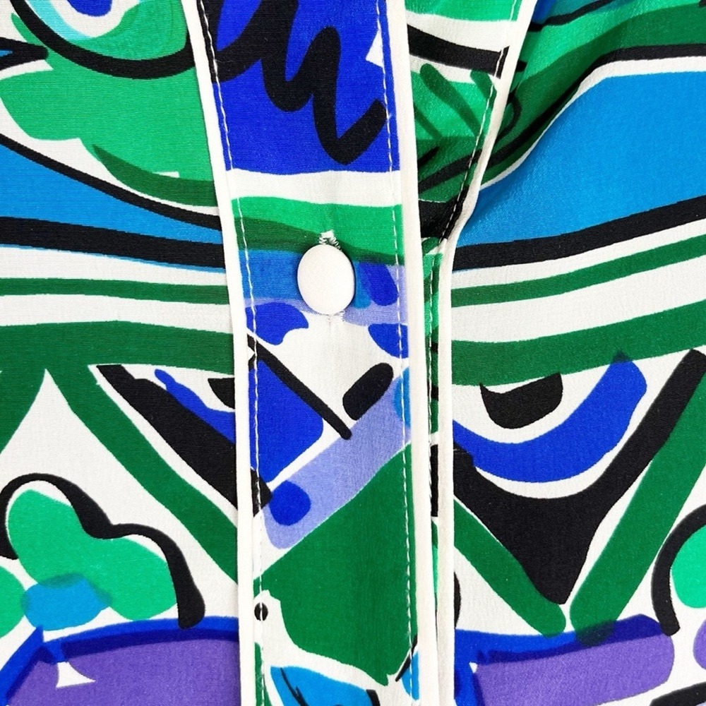 Bob Mackie Wearable Art Colorful Abstract Blouse Modern Retro Chic Small - Picture 5 of 12